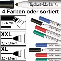 4x Flipchartmarker in 4 Farben und 2 Größen wählbar, Filzstift für Papier - Flipchartblöcke XL - mehrfarbig